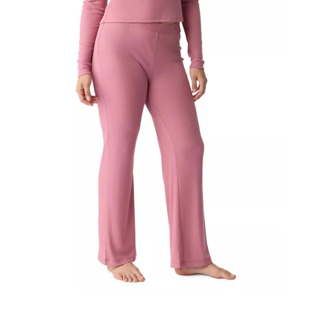 GAP Body Womens Size XL Ribbed High Waisted Pajama Pants in Heather Rose $49 947